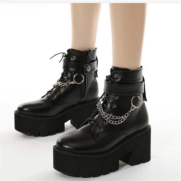 

boots 2021 ladies short women's shoes chain foreign trade winter thick-soled heels, Black