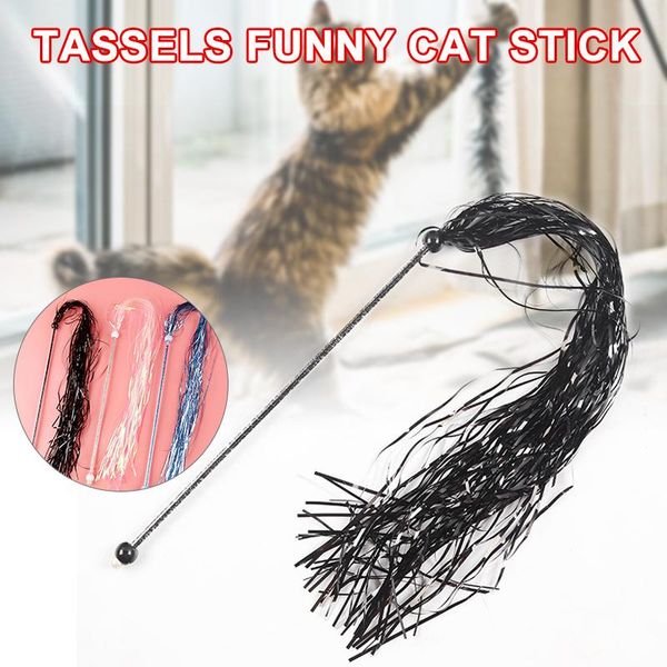 

cat toys interactive fringed stick for kitten having fun exerciser playing drop