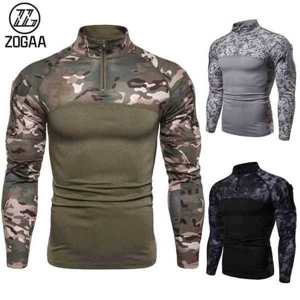 

zogaa fashion men's tactical camouflage athletic shirts 210809, White;black