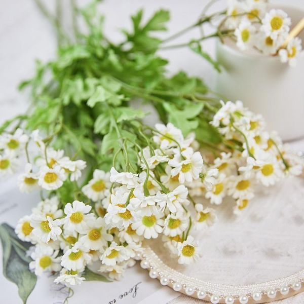 

decorative flowers & wreaths 53cm white daisy slik flower bouquet artificial valentines home decoration accessories wedding