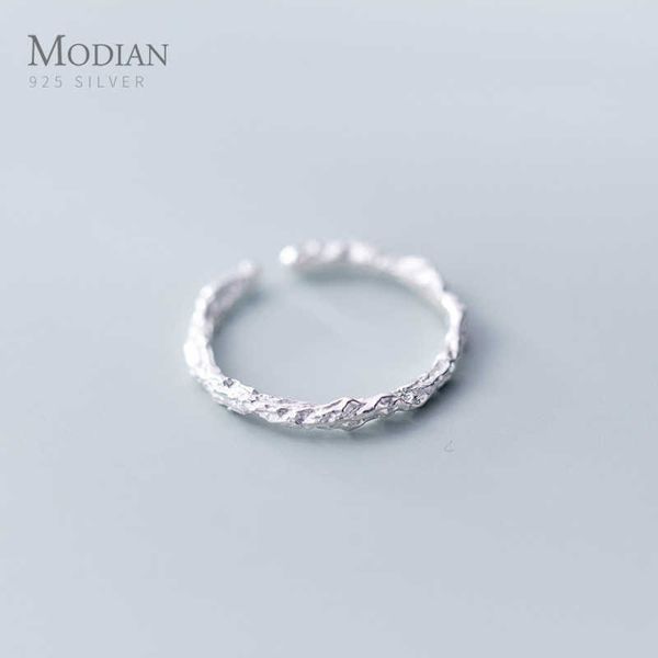 Silber Vintage Baum Muster Verstellbarer Fingerring 100% 925 Sterling Charm Ringe für Frauen Koreanischer Schmuck 210707