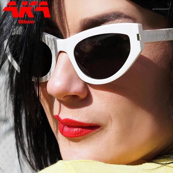 

sunglasses akagafas candy colors women vintage glasses 2021 cateye personality shopping lunette de soleil femme uv400, White;black