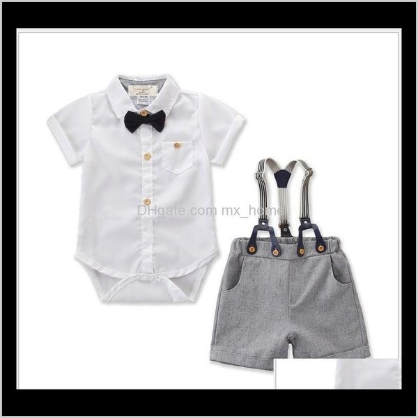 

baby boys gentleman style toddler white short sleeve shirt romperssuspender shorts 2pcs set infant suit born clothes hehj 6bjqf