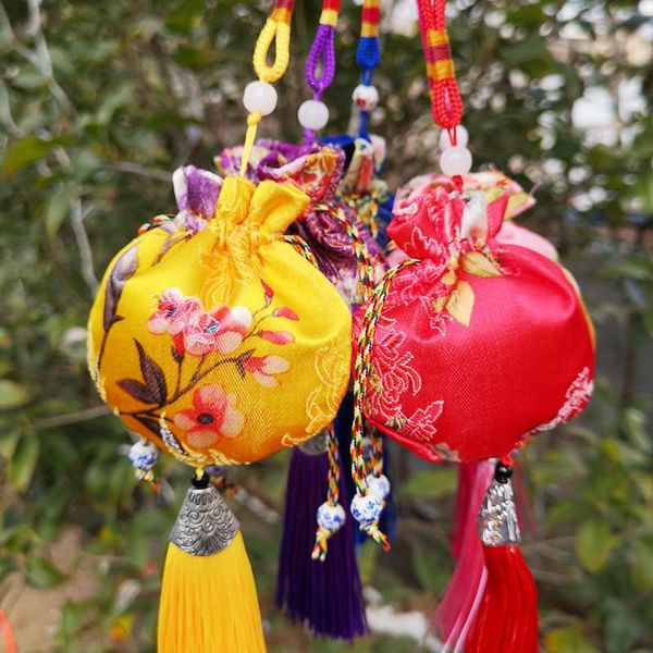 

decorative objects & figurines round portable embroidery sachet empty bag chinese style car pendant home decoration kit pouch good blessing