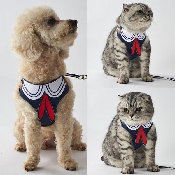 

dog collars & leashes cat puppy pet harness vest and leash set for walking navy sailor anchor style