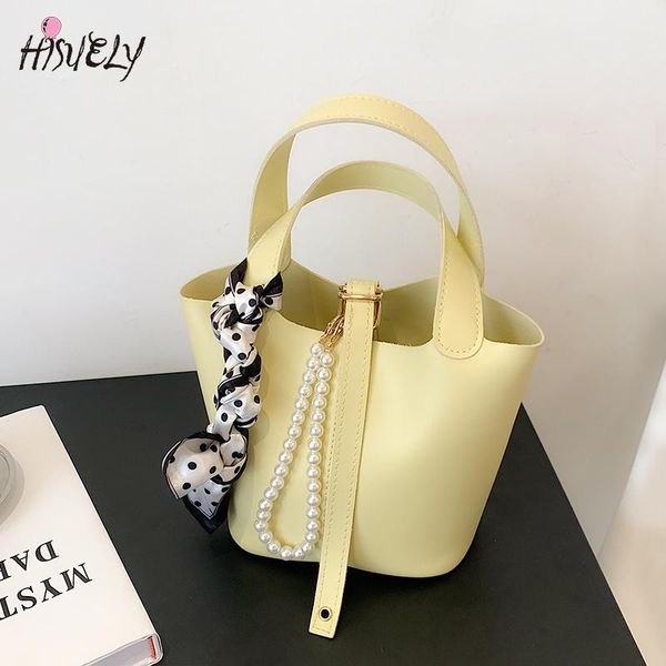 

evening bags small luxury designer handbag pearl silk scarf women bucket bag pu leather shoulder basket fashionable versatile bolsos