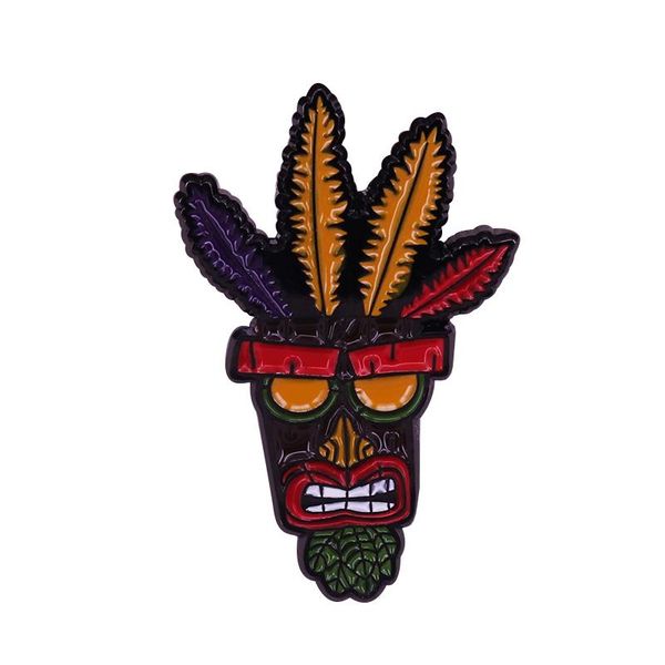 

pins, brooches rainbow crash bandicoot enamel pin aku game brooch badge, Gray