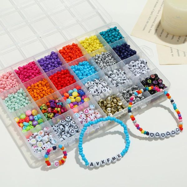 

other 24 grid boxed glass beads set loose acrylic letter spacer for needlework jewelry making diy charms bracelet accessories