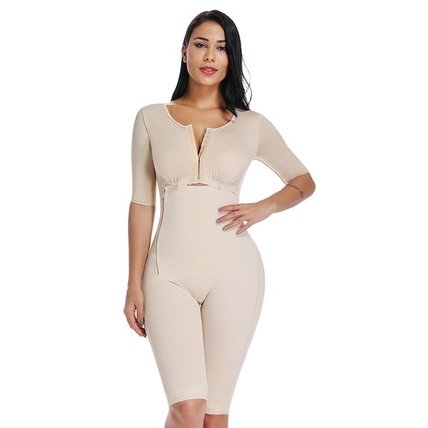 

women shapewear bodysuit full body shaper with sleeves 3 in 1 post surgery firm control fajas compression garment slim corset