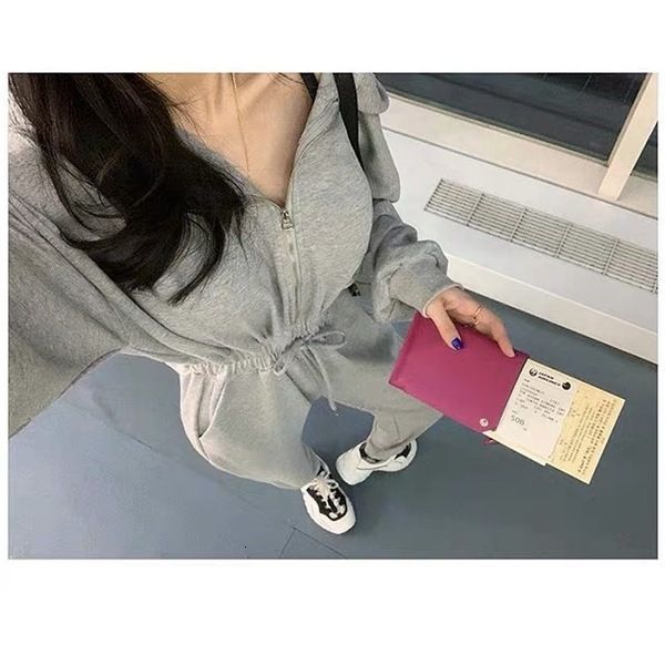 

women's jumpsuits & rompers spring autumn women casual female romper hooded zipper outwear jogging outfits jumpsuit, Black;white