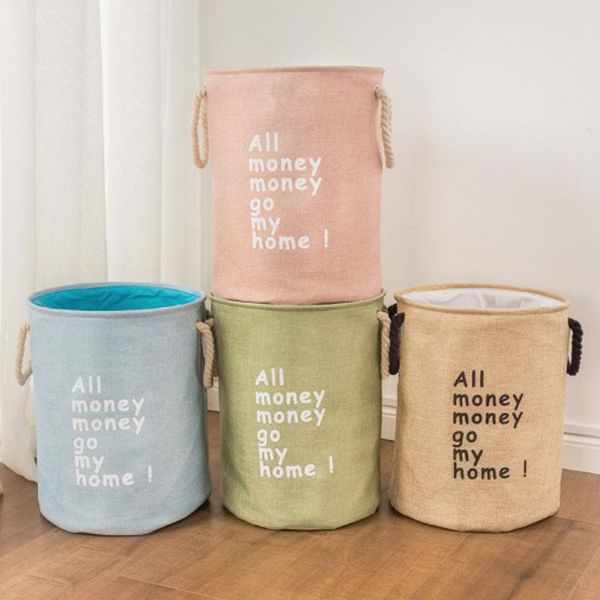 

double layer laundry basket cotton and linen folding water toy storage bucket dirty clothes & organization