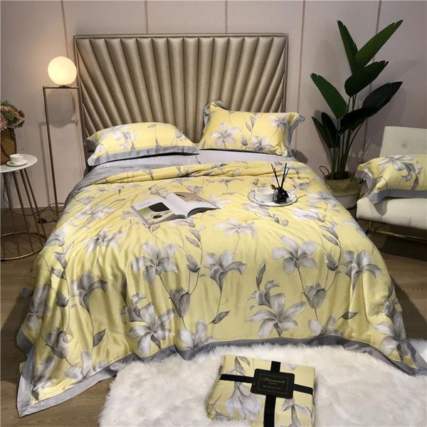 

summer air conditioning tencel silk throw blanket quilt bedspread bed cover king queen size set pillowcase colcha couvre lit comforters & se