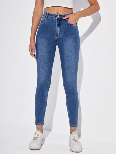 

zipper fly skinny jeans f6n6#, Blue