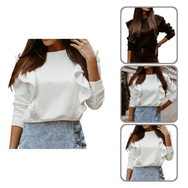 

women's blouses & shirts lady blouse stylish transition pullover skin-friendly ruffle sleeve women, White