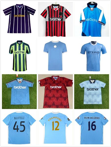 1978 1989 1998 2011 2012 Tevez Kun Aguero Silva Manchester camisas de futebol retrô City 11 12 TOURE YAYA ZABALETA NASRI Haaland DZEKO Balotelli camisa de futebol vintage