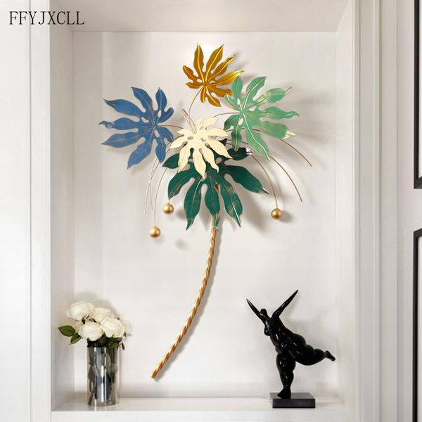

european light luxury plant wrought iron wall decoration living room metal 3d pendant creative restaurant home decorative objects & figurine