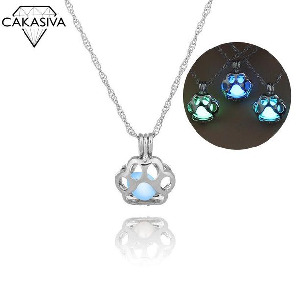 

pendant necklaces fashion classic silver color luminous cage necklace openable hollow cat claw diy halloween love accessories