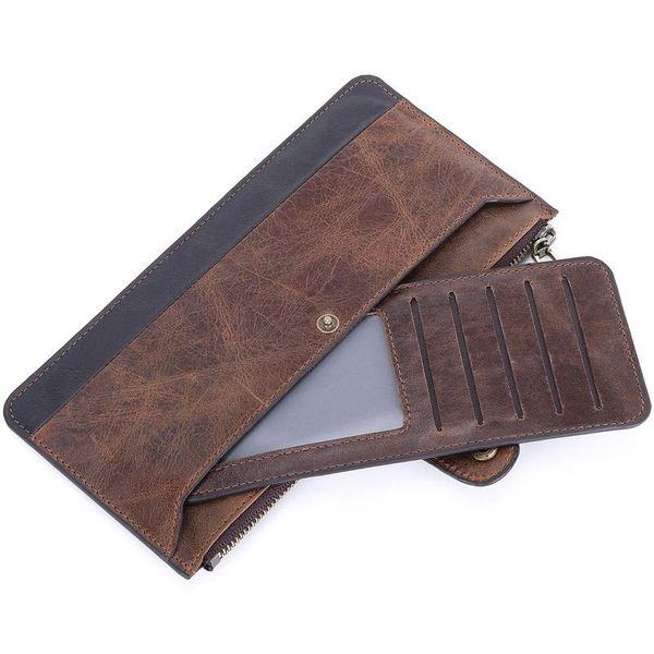 

wallets business men genuine leather wallet purse fashion male clutch hasp zipper bag long multifunction, Red;black