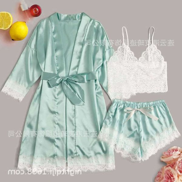 

bathrobe women's robe lace sling three piece thin bathrobe