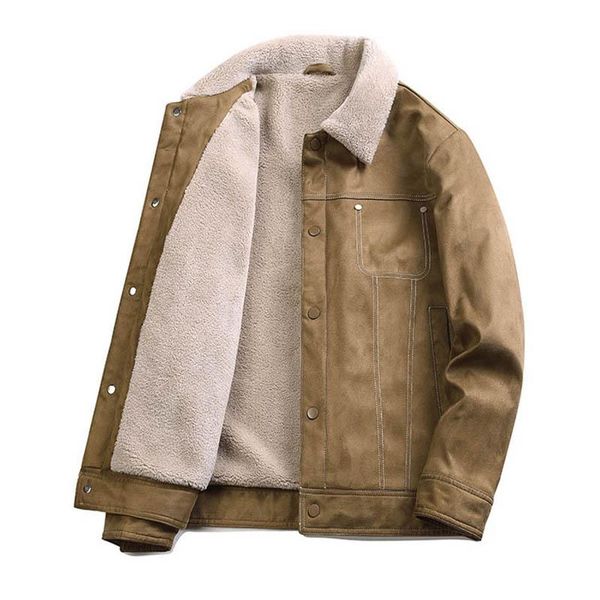 

men's jackets mcikkny men winter lambswool warm leather and coats fleece lined thick outwear for male size m-4xl thermal, Black;brown