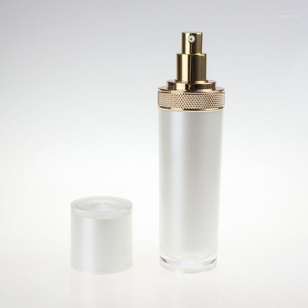 

storage bottles & jars luxury 120 ml cosmetic lotion pump pearl white with golden cap acrylic bottle