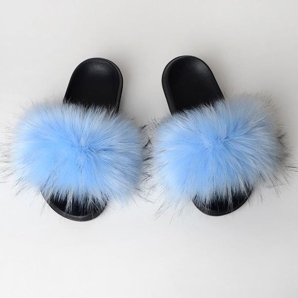 

slippers women furry ladies shoes cute plush hair fluffy sandals women's fur winter warm 2021 y, Black
