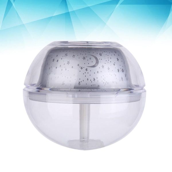

candle holders 500ml air humidifier transparent usb mist maker with projection function crystal night light (silver)