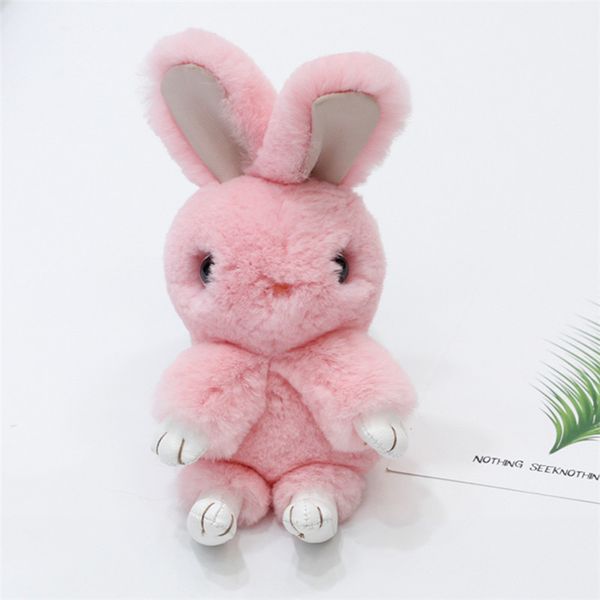 Gerçek Kürk Anahtarlık Moda Anahtarlık Hakiki Hakiki Rex Kürkler Bunny Kolye Çanta Araba Charm Etiket Sevimli Tavşan Oyuncak Bebek L # 47