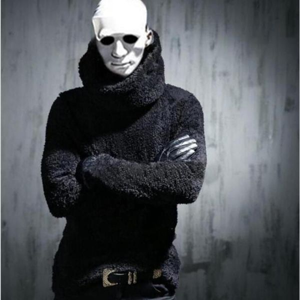 

men's hoodies & sweatshirts m-4xl korean winter coral fleece warm plus velvet thick turtleneck coat long sleeve large size double-sided, Black