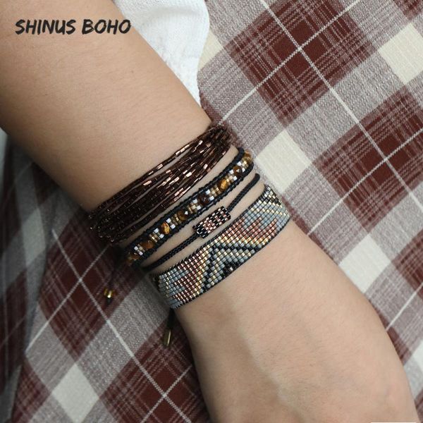 

charm bracelets miyuki bracelet for wormen men coffee retro mujer moda pulseras 2021 jewelry flower friendship gift handmad, Golden;silver