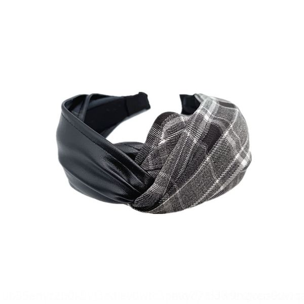 

k18 korean net red ins heads style pu fabric cross hair knot wide brim headband sweet girl hairband, Silver