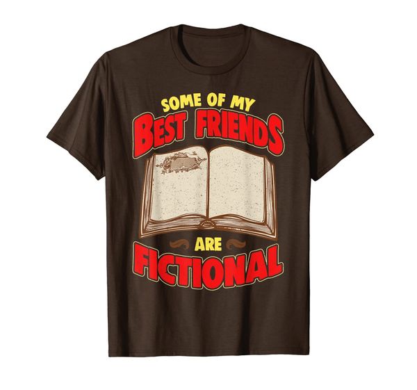 

bookworm some of my friends are fictional cute reading t-shirt, White;black
