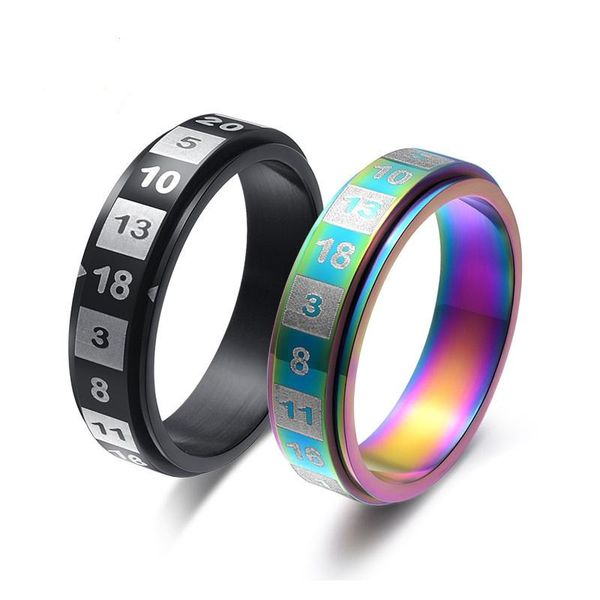 

wedding rings titanium steel digital transfer ring, rotating couple seven color jewelry customization, fashion wholesale, Slivery;golden