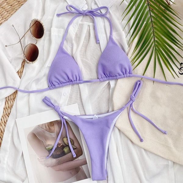 

two-piece suits tankini swimsuits ladies micro blue bathing suit bikini brazilian set bandage purple low waist mini swimwear women two piece