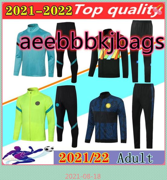 

2021 2022 milan soccer set jacket tracksuit survetement 21 22 lukaku alexis lautaro vidal barella erirsen football training suit sportswear, Black