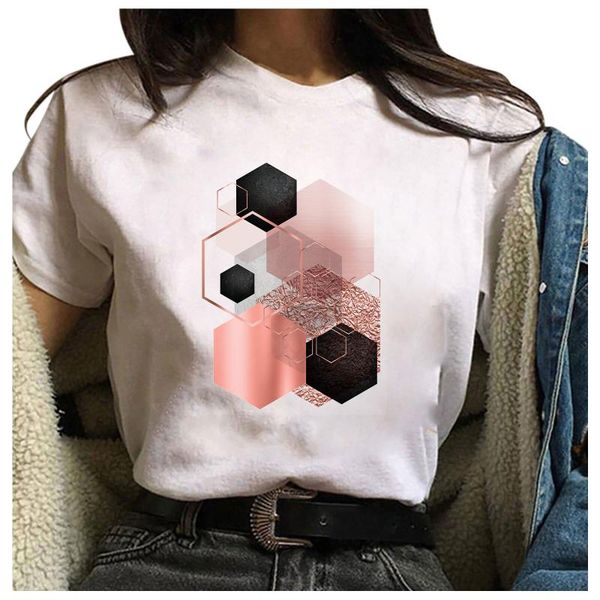 

women's t-shirt irregular geometry print funny women t shirt short sleeve white graphic tees femme woman summer 90s ladies clothes