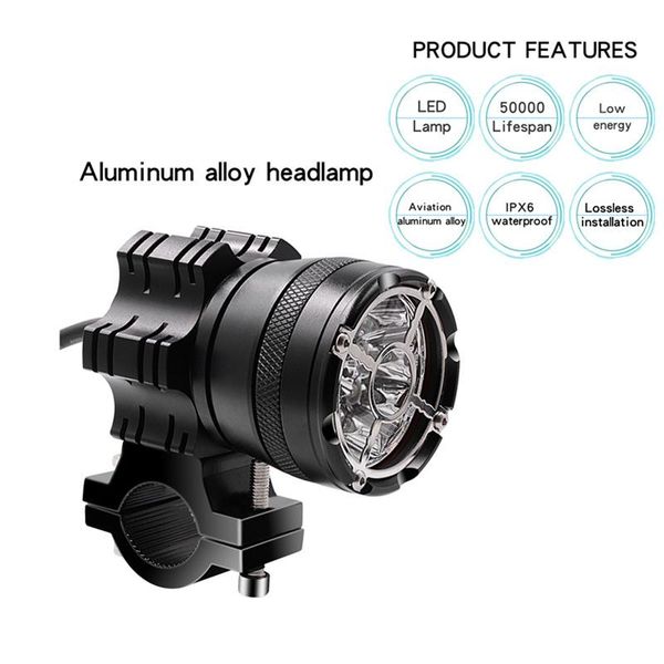

car headlights motorcycle light external 6 bead modification super bright spotlight 9v-48v led headlight 30w glare with explosion-proof net