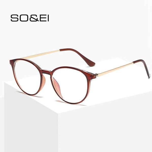 

fashion sunglasses frames so&ei vintage ultra light round men women glasses clear radiation protection lenses eyewear optical myopia, Black