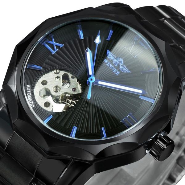 

wristwatches winner military mens watch automatic mechanical watches for men clock stainless steel strap luminous hands, Slivery;brown