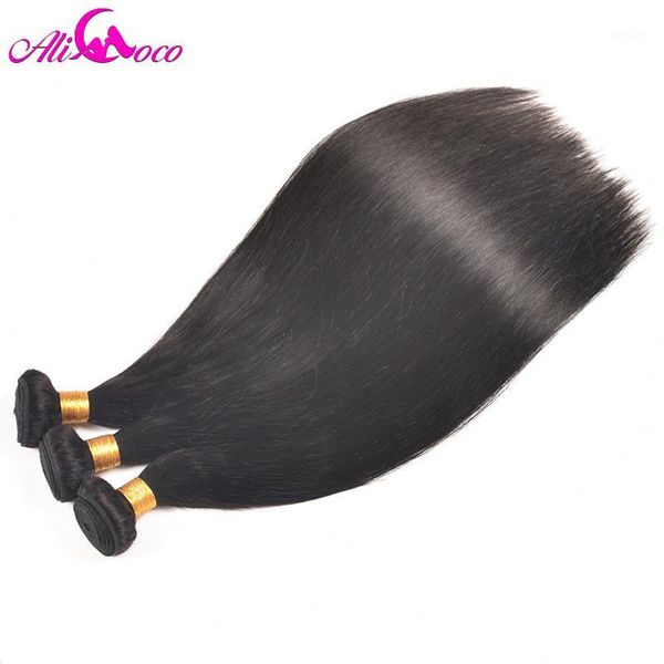 

ali coco peruvian straight hair 100% human weave bundles natural black 1 piece 10-28 inch non remy free, Black;brown