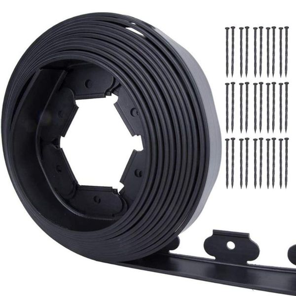 

fencing, trellis & gates garden flexible lawn grass plastic edging border landscape kit no dig 32ft with 30 spikes
