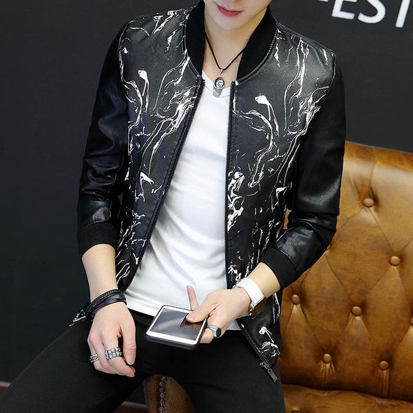 

men's jackets jacket slim collar coat leather fashion casual suit, Black;brown