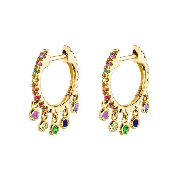 

hoop & huggie european american style rainbow pendant earrings 925 silver exquisite luxurious fashion jjewelry gifts for women, Golden;silver