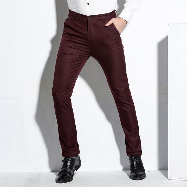 

men's suits & blazers 28-38 size pure color small stretch men suit trousers business casual pants male autumn slim pant, White;black