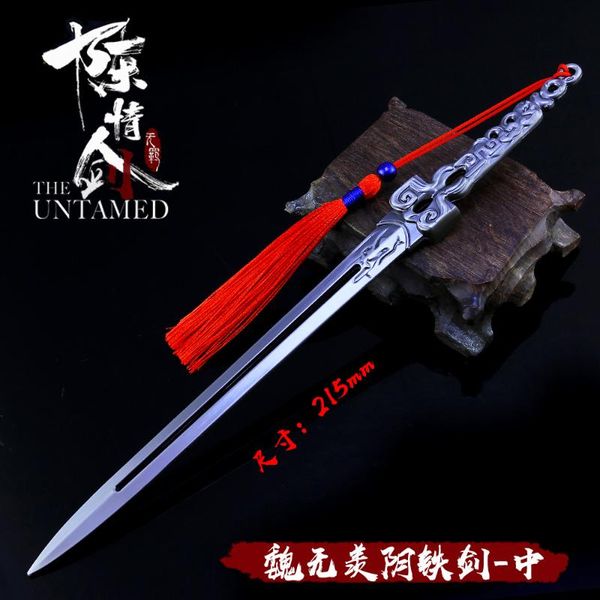 

keychains the founder of diabolism dao zu shi keychain wei wuxian yin tie sword model key chains collection with sheath jewelry, Silver