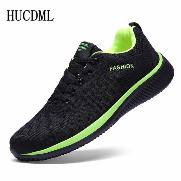 

hucdml new men casual shoes lace up comfortable men's shoes ultralight walking sneakers size 39-45 dropshipping, Black