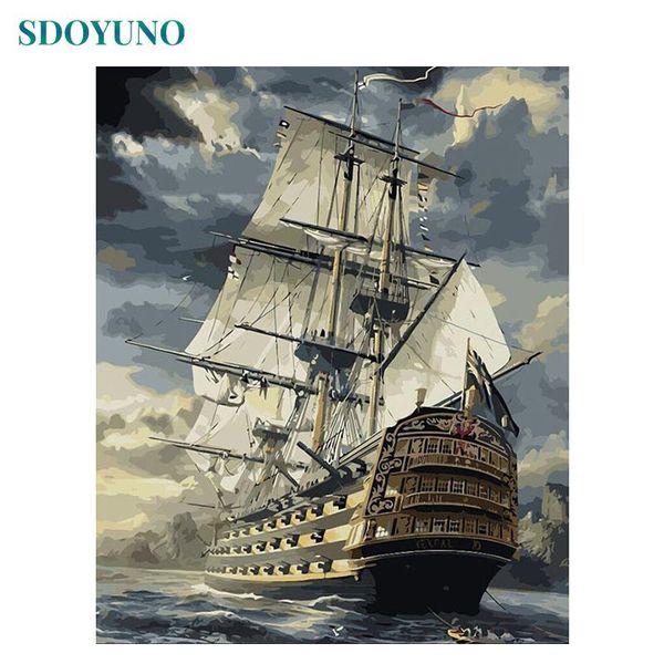 

paintings sdoyuno frame sailing diy painting by numbers landscape coloring hand painted home wall art decor 40x50cm artowrk