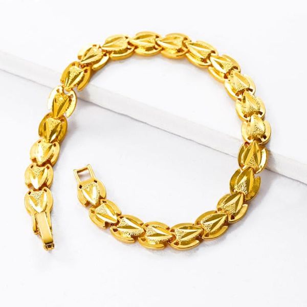 

link, chain romantic wrist womens jewelry yellow gold filled fashion girls heart bracelet gift, Black