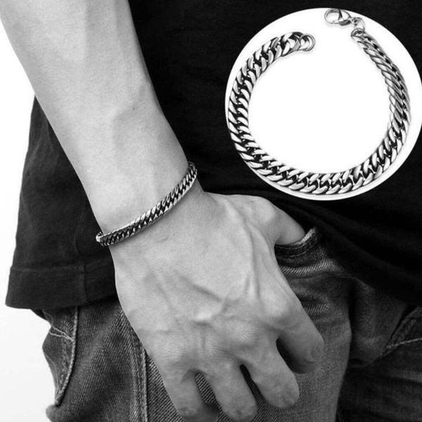 

fashion simple gold-plated silver-plated link chain alloy bracelet for men wrist jewelry gift accessories charm bracelets, Golden;silver