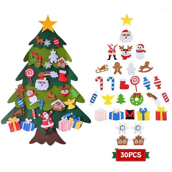 

christmas decorations creative diy felt tree with 30pcs detachable ornaments wall hanging decoration for kids home door